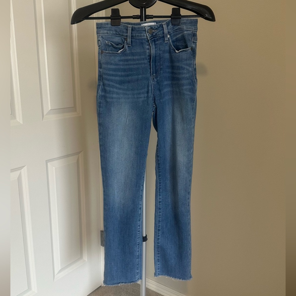 PAIGE Women's Hoxton Slim premium denim straight leg blue jeans - Picture 3 of 6